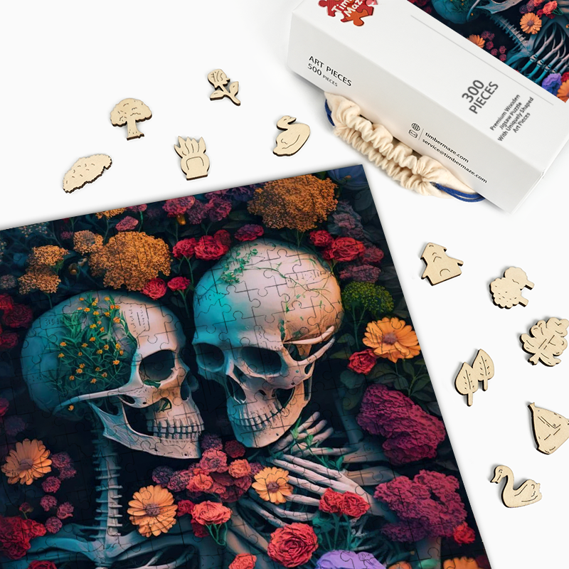 Skelett Blumenmeer - Holzpuzzle