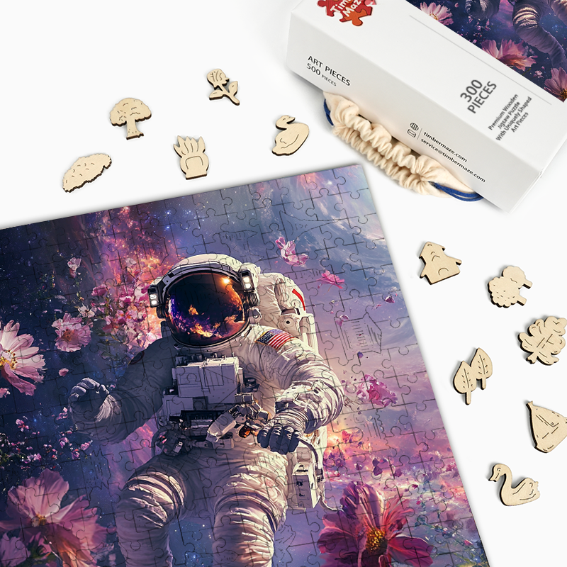Weltraumspaziergang im traumhaften Kosmos - Holzpuzzle