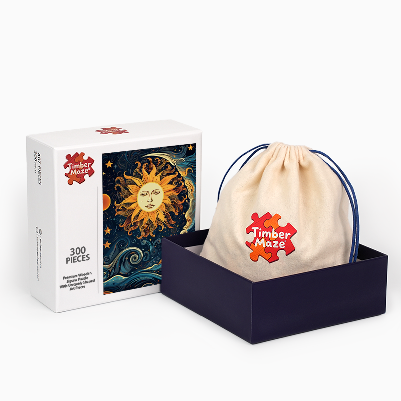 Sonne und Mond tanzen zusammen - Holzpuzzle