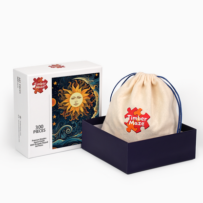 Sonne und Mond tanzen zusammen - Holzpuzzle