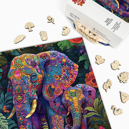 Elefanten-Wandteppich - Holzpuzzle