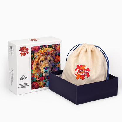 Löwe in Blumenpracht - Holzpuzzle