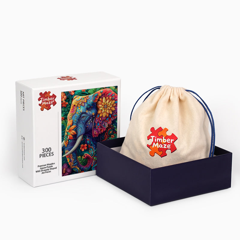 Lebendiger Elefant - Holzpuzzle