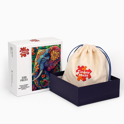 Lebendiger Elefant - Holzpuzzle