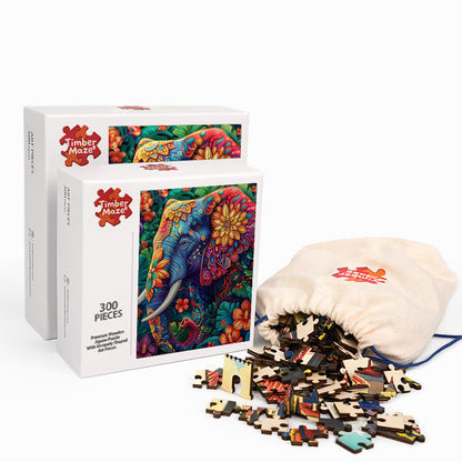 Lebendiger Elefant - Holzpuzzle