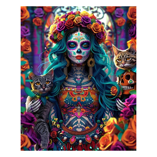 Catrina mit Katzen - Holzpuzzle