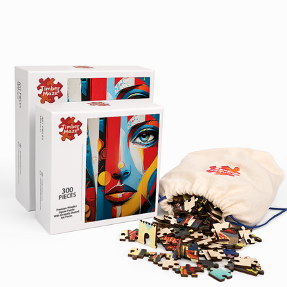 Abstraktes Porträt - Holzpuzzle