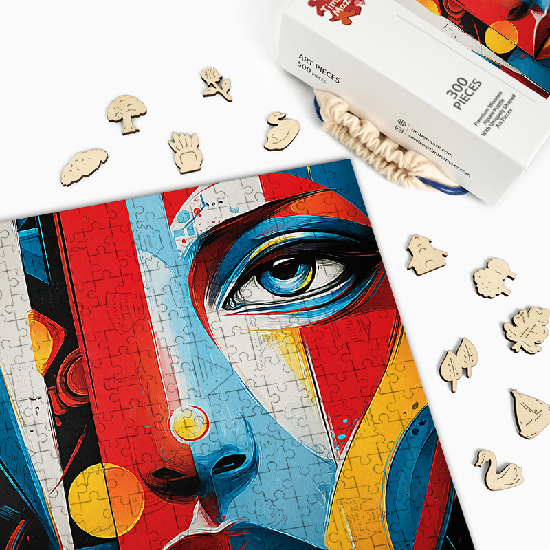 Abstraktes Porträt - Holzpuzzle