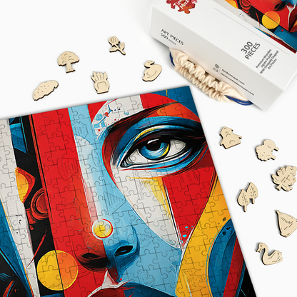 Abstraktes Porträt - Holzpuzzle
