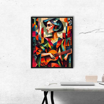 Kubistischer Gitarrist - Holzpuzzle