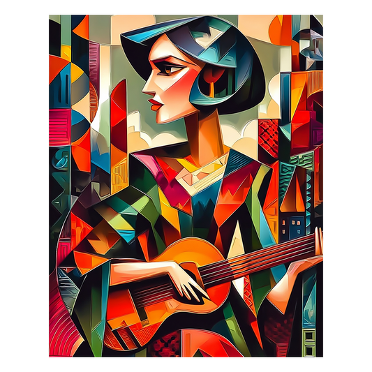 Kubistischer Gitarrist - Holzpuzzle
