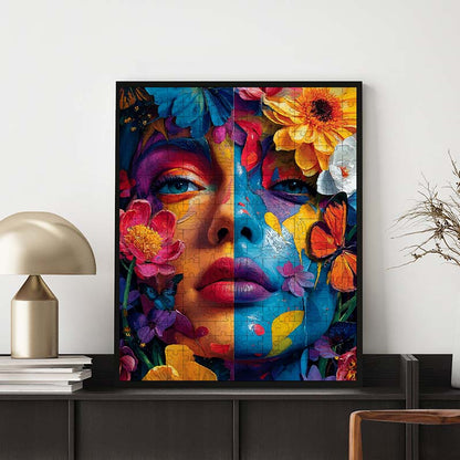 Florale Fantasiegesichter - Holzpuzzle