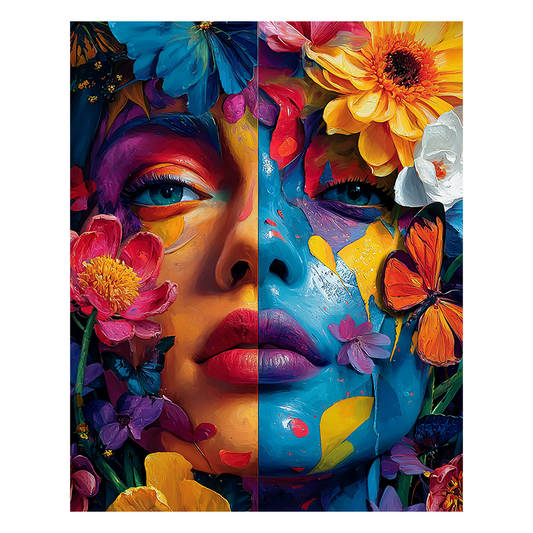 Florale Fantasiegesichter - Holzpuzzle