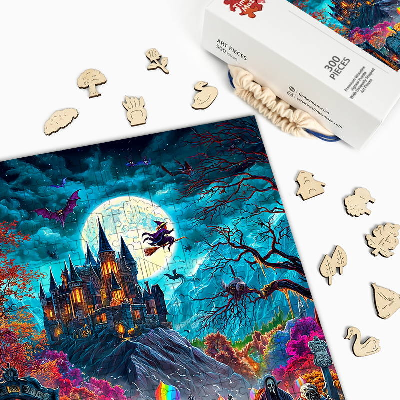 Spukschloss zu Halloween - Holzpuzzle