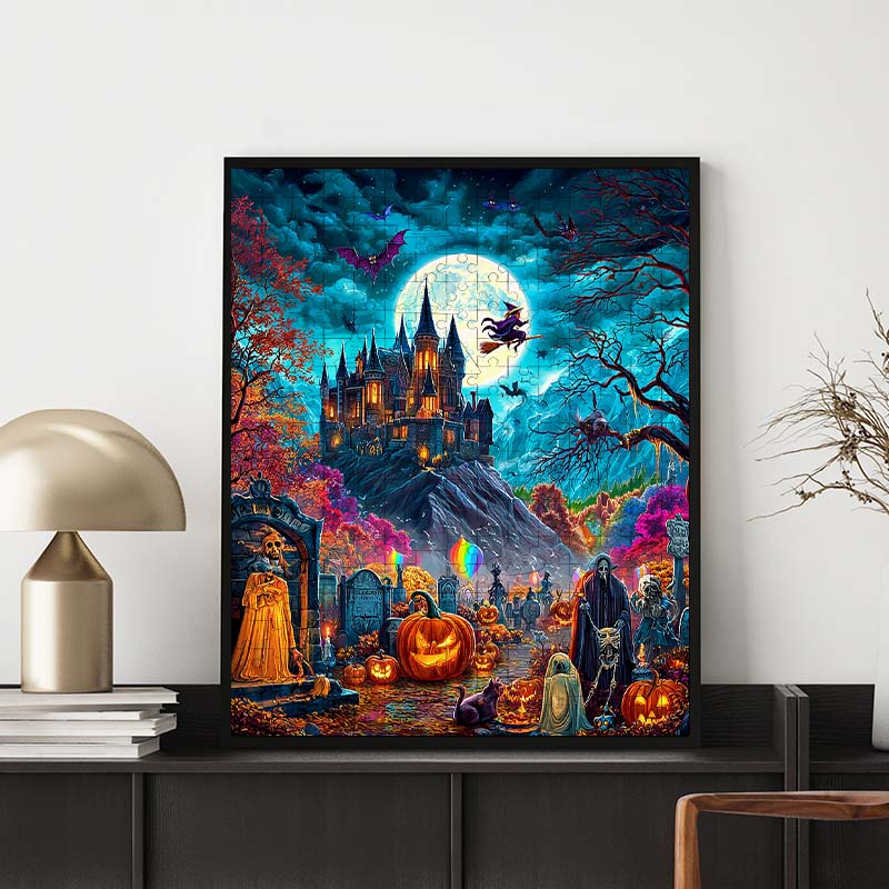 Spukschloss zu Halloween - Holzpuzzle