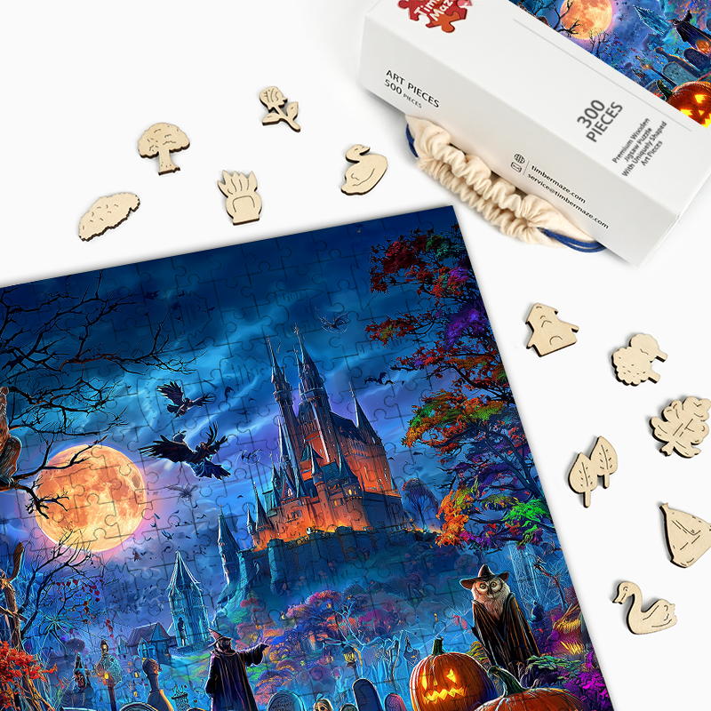 Mondbeschienener Friedhof - Holzpuzzle