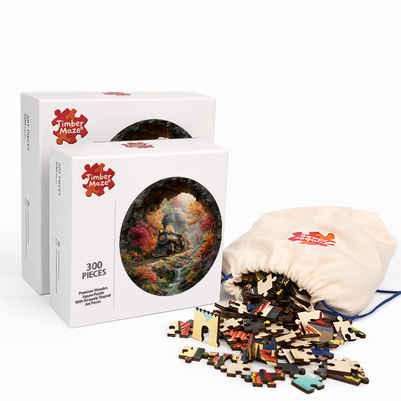 Herbstschienen - Holzpuzzle