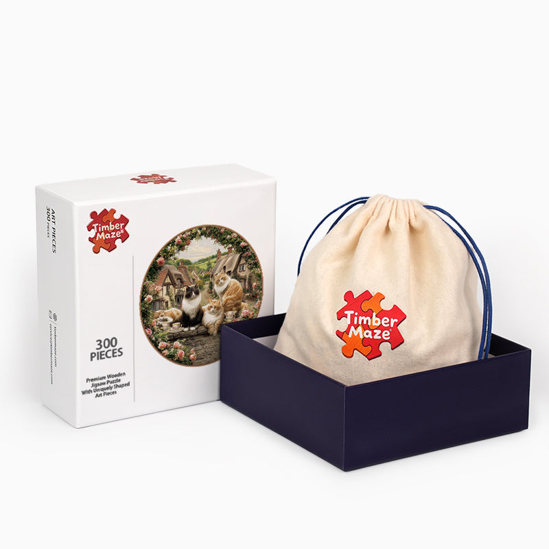 Katzen & Teezeit - Holzpuzzle