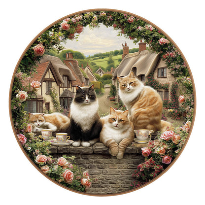 Katzen & Teezeit - Holzpuzzle