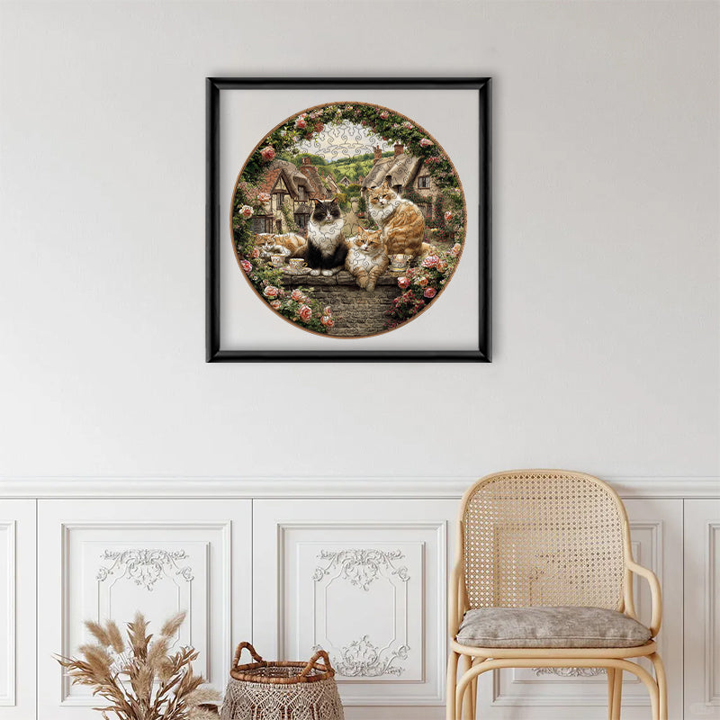 Katzen & Teezeit - Holzpuzzle