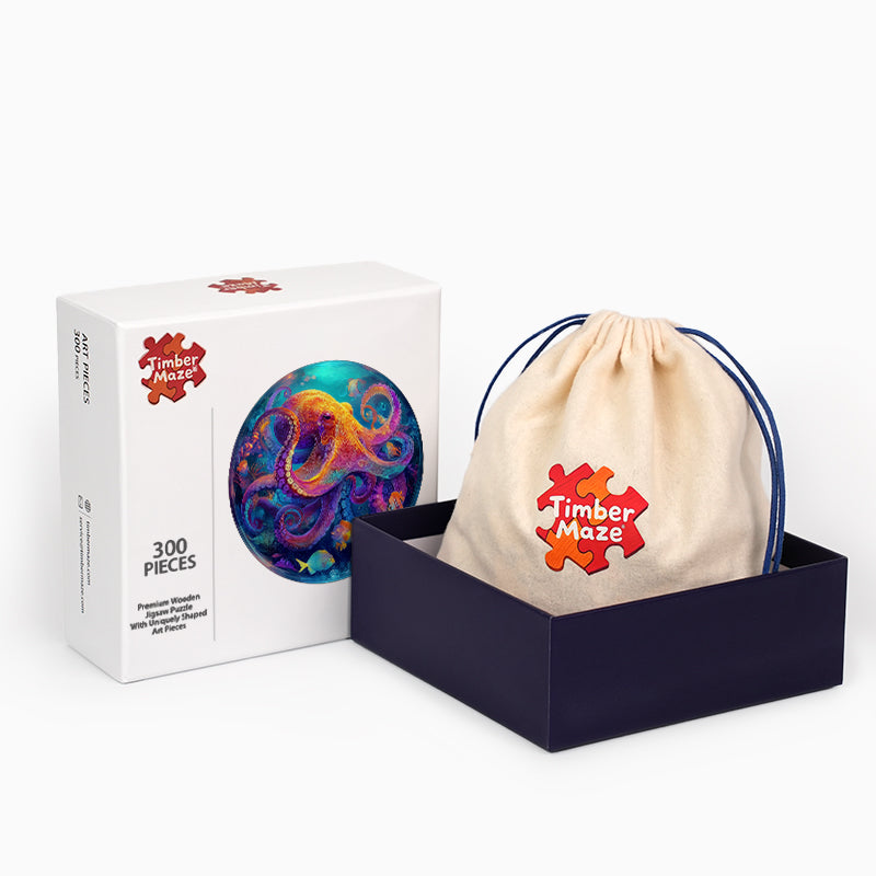 Neon-Oktopus - Holzpuzzle