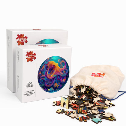 Neon-Oktopus - Holzpuzzle