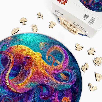 Neon-Oktopus - Holzpuzzle