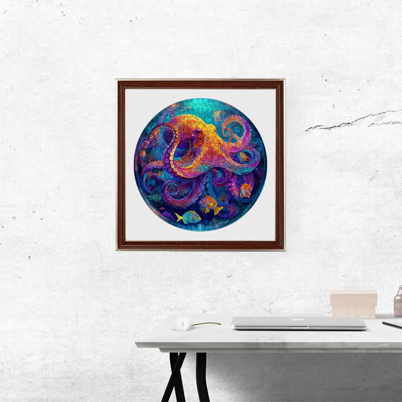 Neon-Oktopus - Holzpuzzle