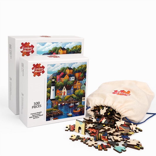 Buntes Dorf - Holzpuzzle