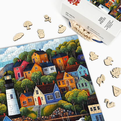 Buntes Dorf - Holzpuzzle