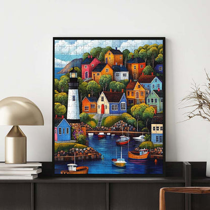 Buntes Dorf - Holzpuzzle