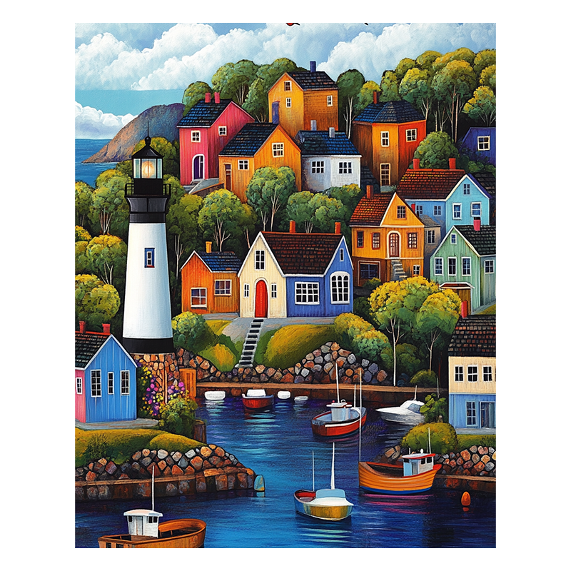 Buntes Dorf - Holzpuzzle