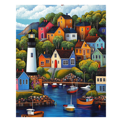 Buntes Dorf - Holzpuzzle