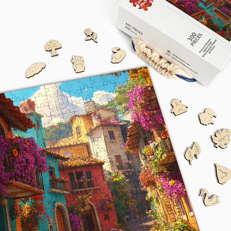 Frische Blumenstadt - Holzpuzzle