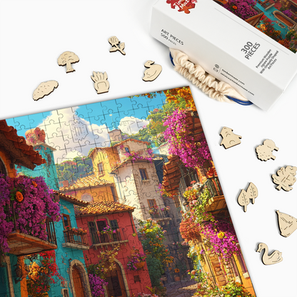 Frische Blumenstadt - Holzpuzzle