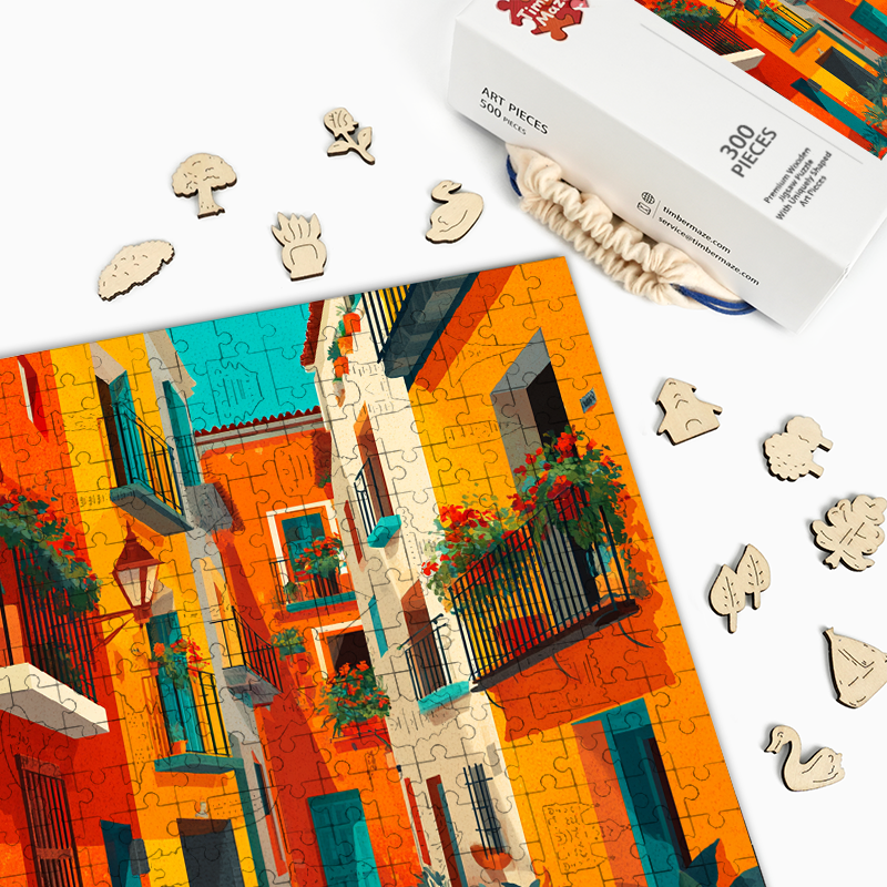 Ruhiges Dorf - Holzpuzzle