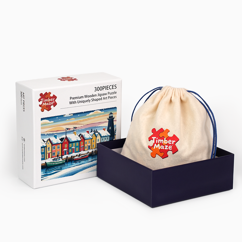 Winterliches Küstendorf - Holzpuzzle