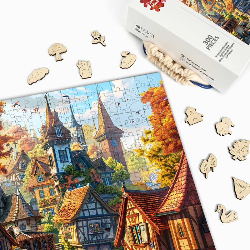 Ein Märchendorf - Holzpuzzle