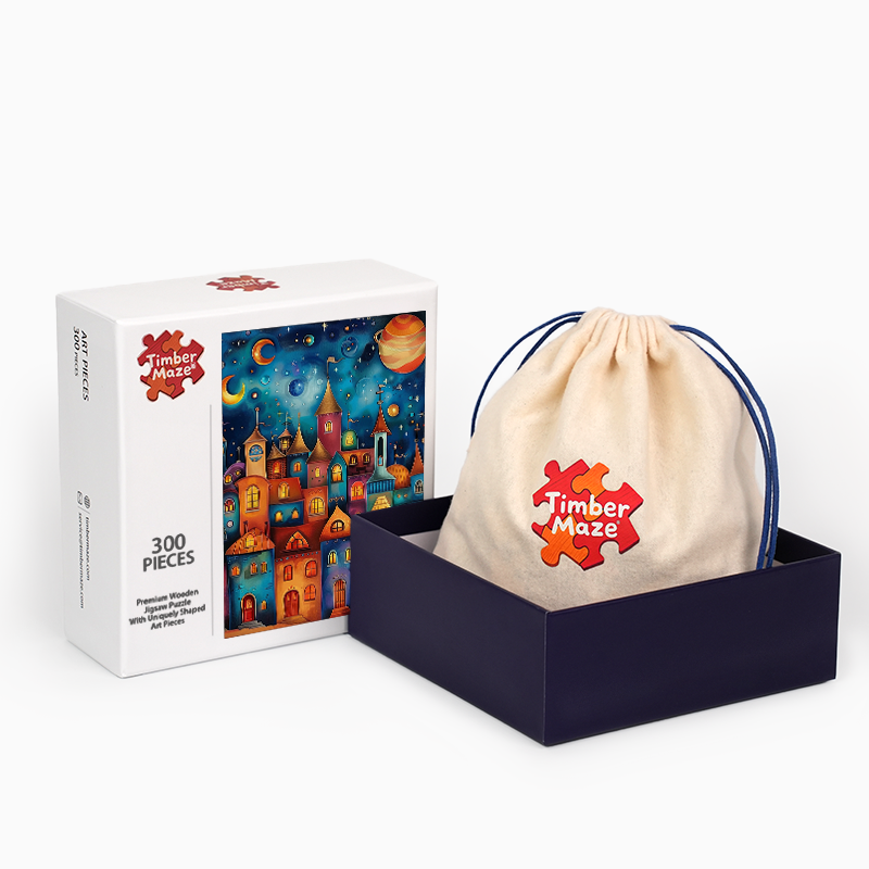 Märchenhafte Nachtlandschaft - Holzpuzzle