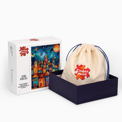 Märchenhafte Nachtlandschaft - Holzpuzzle