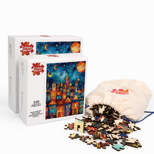 Märchenhafte Nachtlandschaft - Holzpuzzle