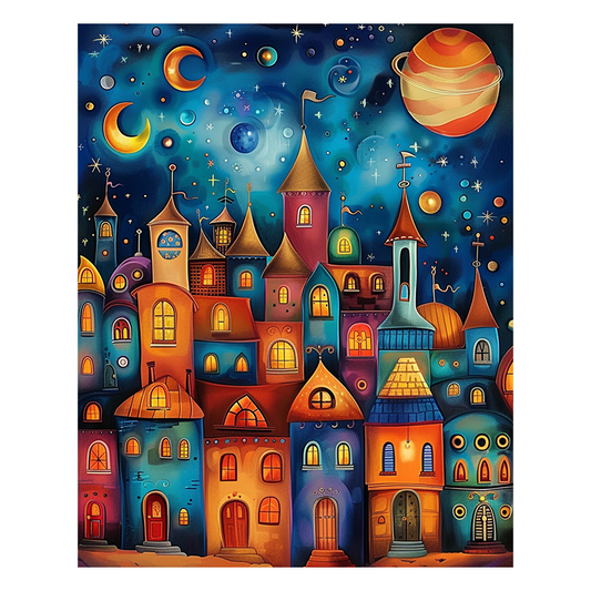 Märchenhafte Nachtlandschaft - Holzpuzzle