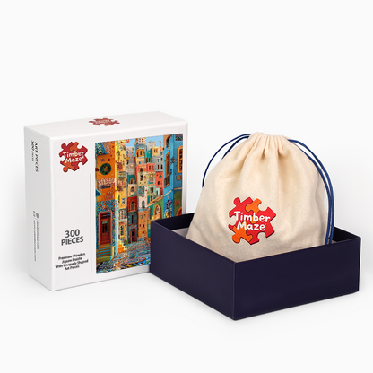 Festliches Straßenmosaik - Holzpuzzle