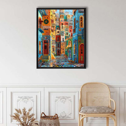 Festliches Straßenmosaik - Holzpuzzle