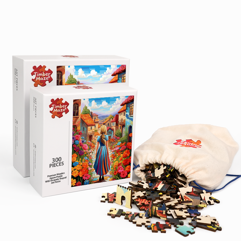 Blütenpfad - Holzpuzzle