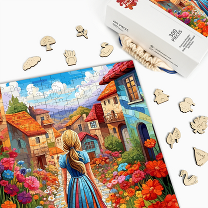 Blütenpfad - Holzpuzzle