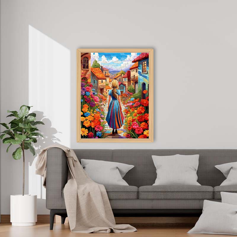 Blütenpfad - Holzpuzzle