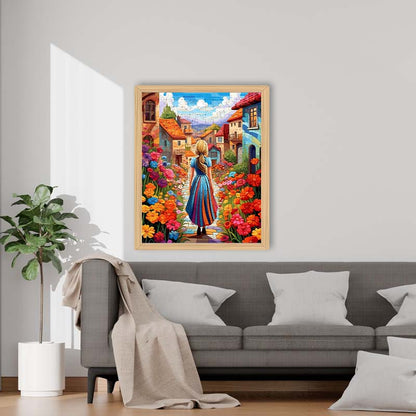 Blütenpfad - Holzpuzzle